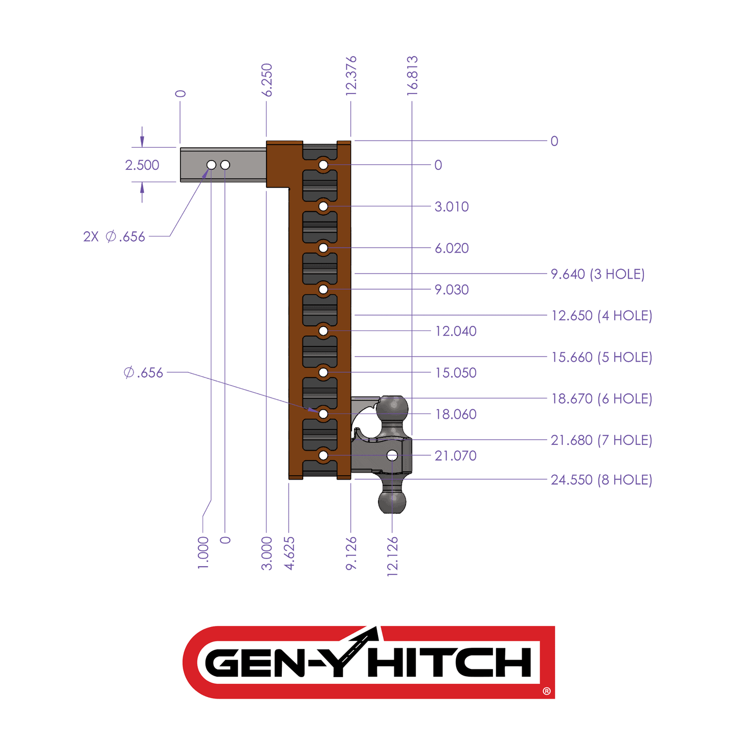 GEN-Y MEGA-DUTY 21K Drop Hitch (2.5″ Shank) - CUSTOM COLORS