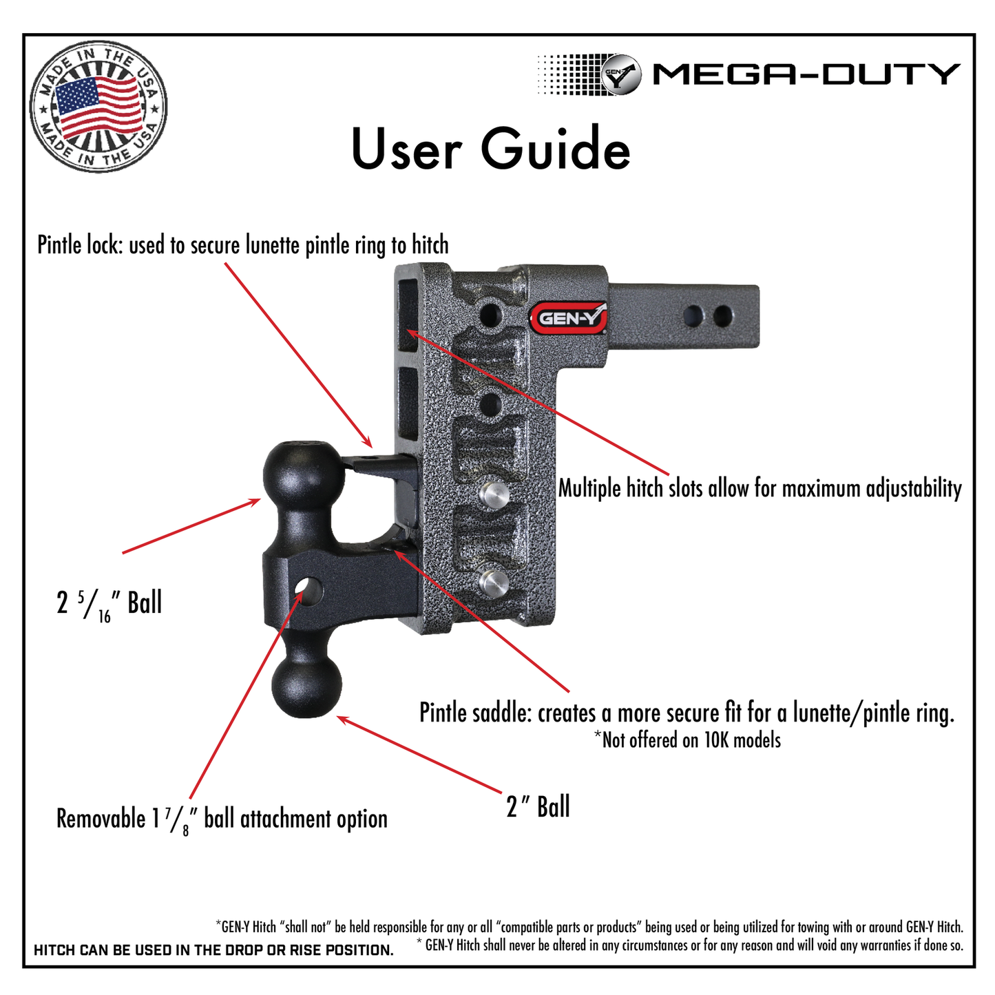 GEN-Y MEGA-DUTY 21K Drop Hitch (2.5″ Shank) - CUSTOM COLORS